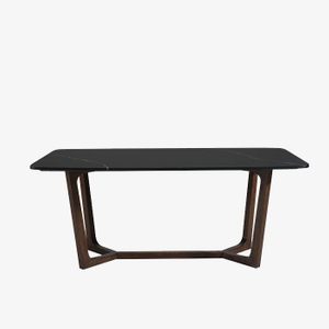 Mesa de comedor moderna con tapa de mármol rectangular negra 