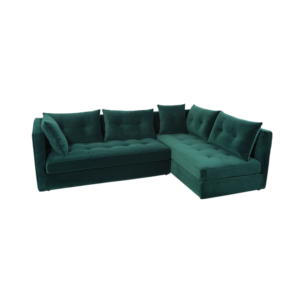 Sofás modulares de terciopelo verde Loveseats para sala de estar