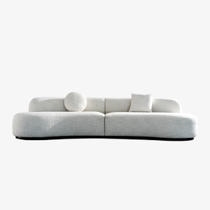Sofá tapizado curvo blanco escandinavo moderno, sofá de tres plazas para sala de estar
