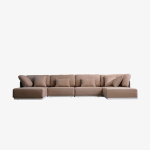 Conjunto de sofá seccional de 4-5 plazas en forma de L para exteriores de ratán moderno con otomana