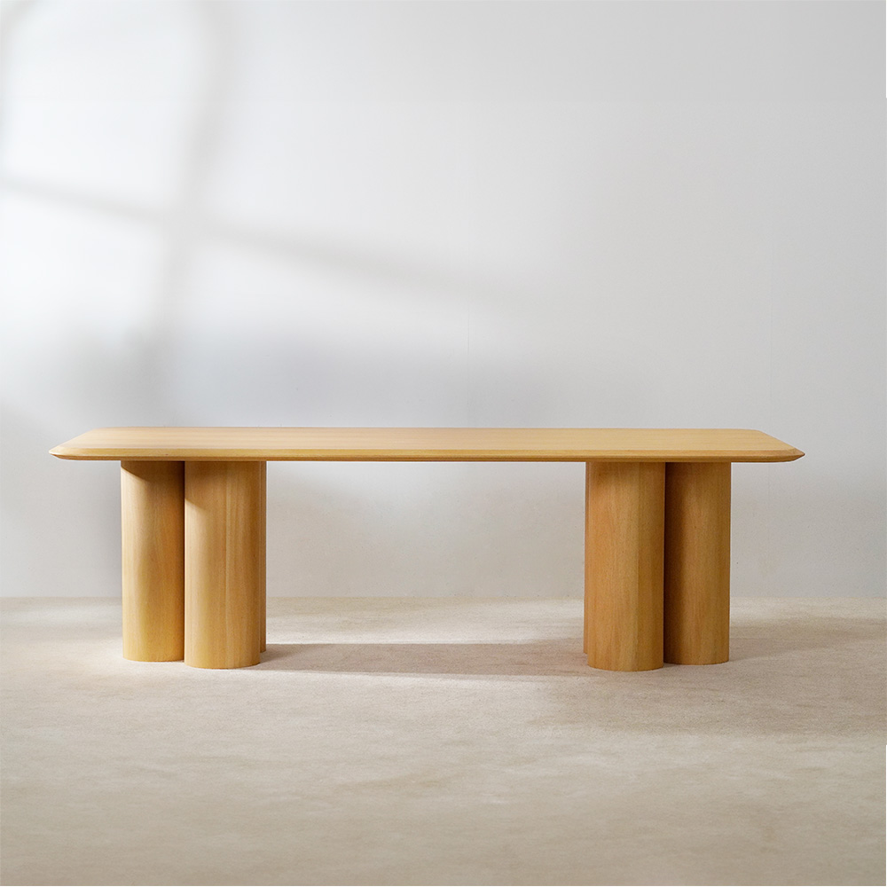 Juego de mesa de comedor de madera cuadrada minimalista para 4 personas