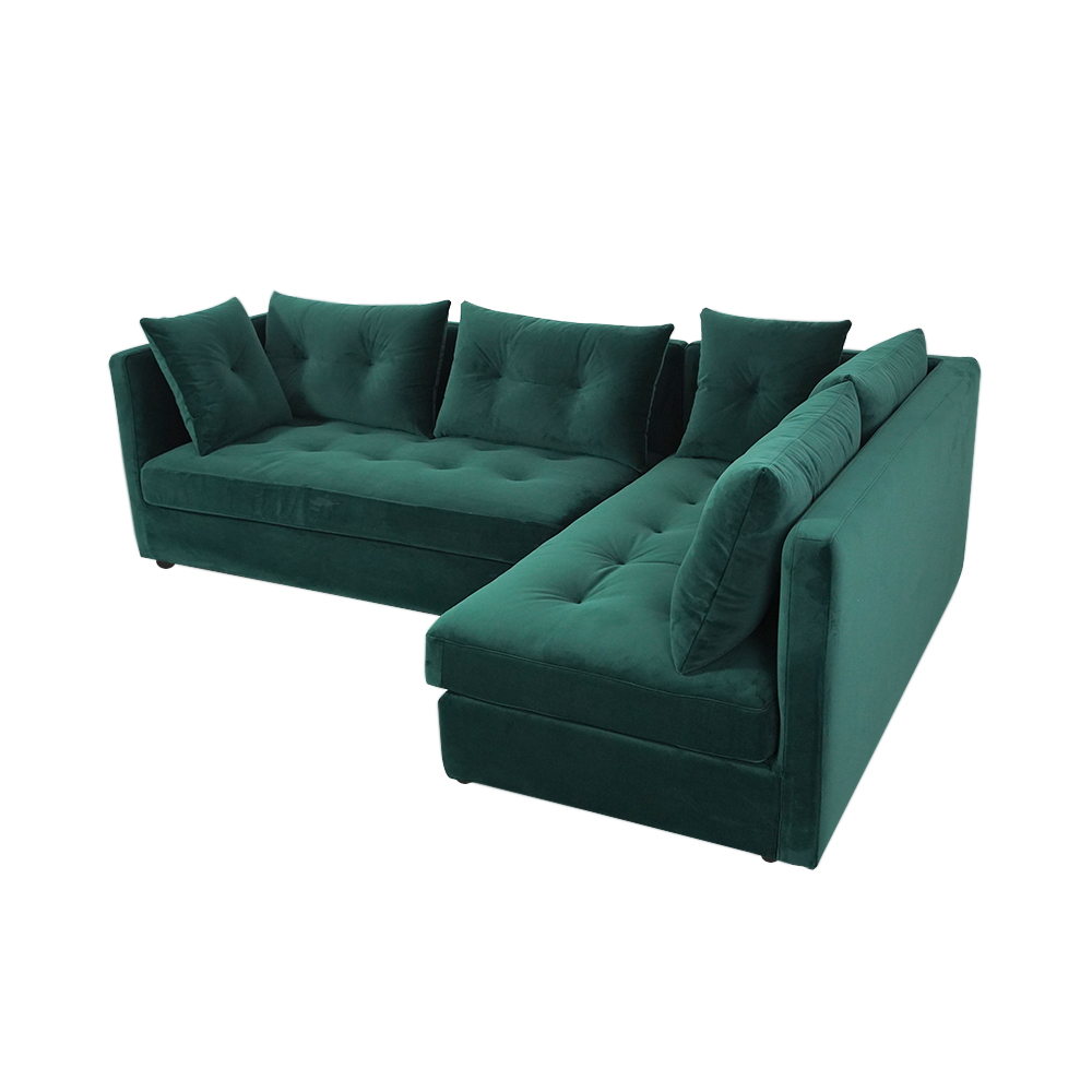 Sofás modulares de terciopelo verde Loveseats para sala de estar