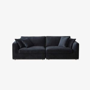 Sofá de salón de 3 plazas tapizado en terciopelo negro moderno