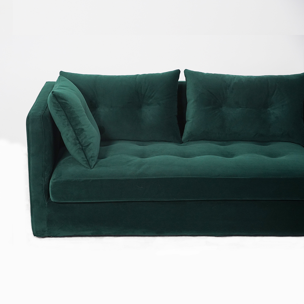 Sofás modulares de terciopelo verde Loveseats para sala de estar