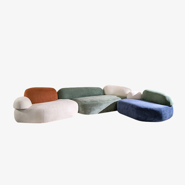 Sofá tapizado modular seccional serie Italian Pebble Rubble 