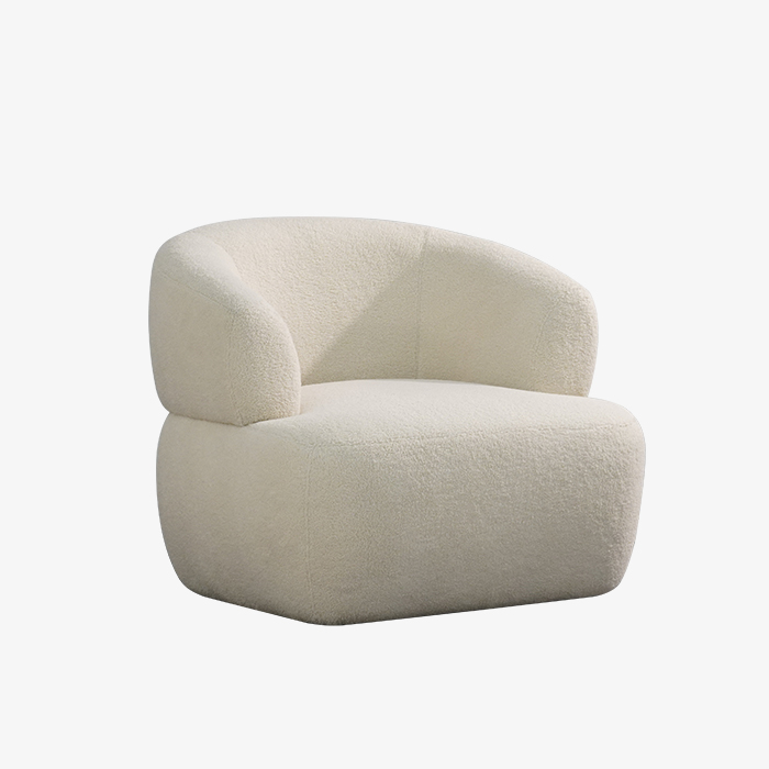 Sillón moderno Teddy Boucle Lounge, sillón individual perezoso