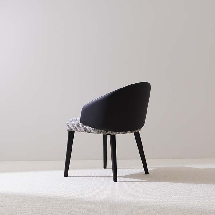 Sillón de comedor con respaldo curvado de cuero tapizado individual, nórdico moderno, para sala de estar