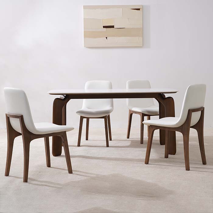 Mesa de comedor rectangular moderna con tapa de mármol para comedor