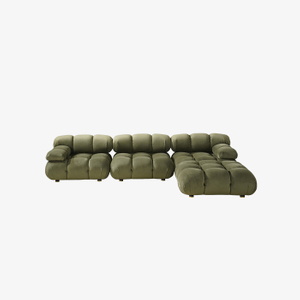 Sofá seccional tapizado de terciopelo modular minimalista con otomana