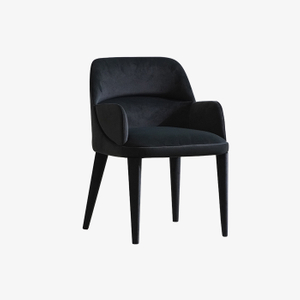 Sillón de comedor con respaldo tapizado de terciopelo negro minimalista moderno