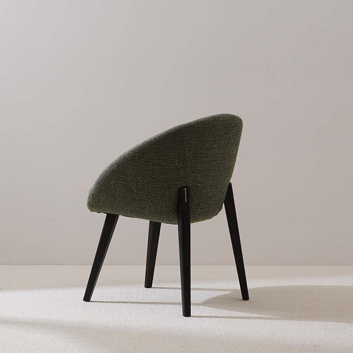 Silla de comedor acolchada de lino tapizada en verde moderna con reposabrazos