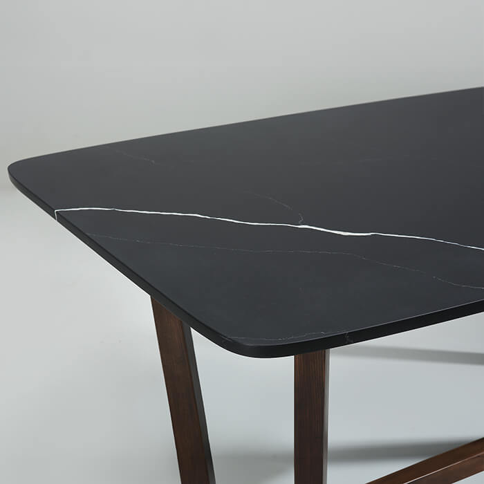 Mesa de comedor moderna con tapa de mármol rectangular negra 