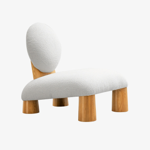 Sillón de madera moderno natural, sillón decorativo sin brazos con forro polar