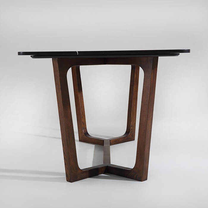 Mesa de comedor moderna con tapa de mármol rectangular negra 