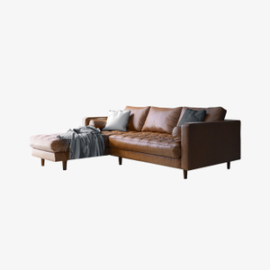 Conjunto de sofás de cuero moderno, sofás Loveseat de lujo con chaise