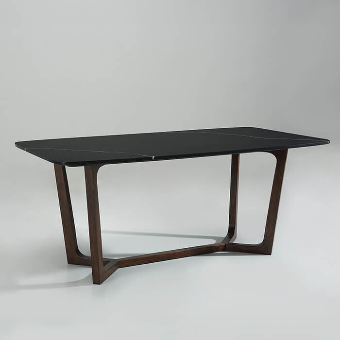 Mesa de comedor moderna con tapa de mármol rectangular negra 