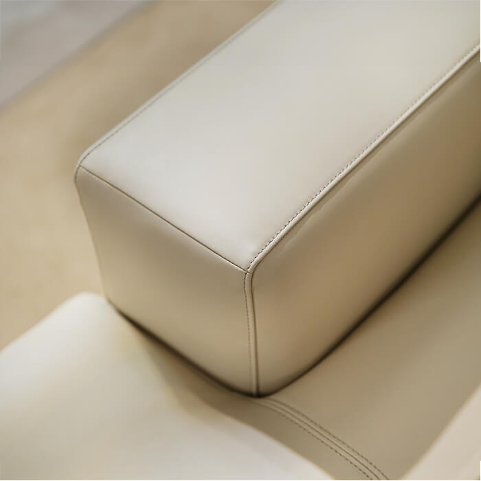 Sofá Chaise modular seccional de cuero en forma de L de lujo con otomana para sala de estar