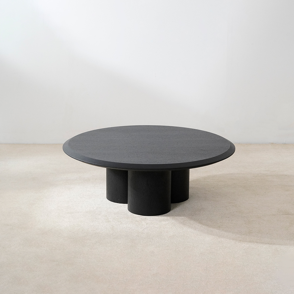 Juego de mesa de centro minimalista de madera natural de roble negro