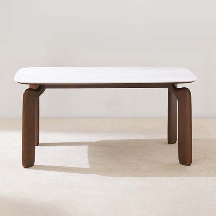 Mesa de comedor rectangular moderna con tapa de mármol para comedor