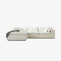 Sofá seccional blanco moderno de 4 piezas con almohadas y cojines rellenos de plumón Sofá cómodo