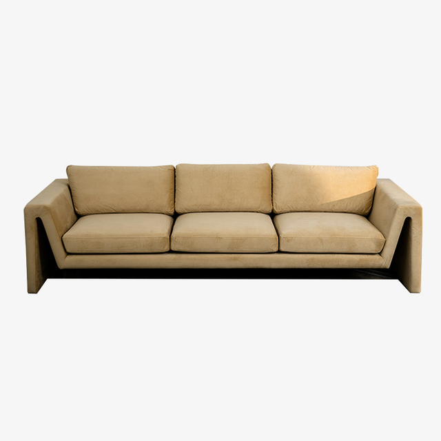 Sofá tapizado de terciopelo de tres plazas de diseño contemporáneo italiano para sala de estar