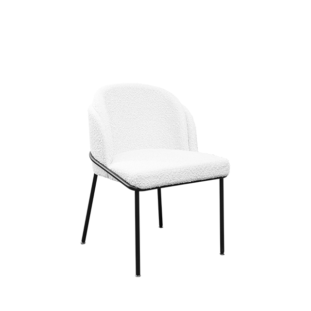 Silla de comedor Boucle, silla tapizada para banquete de Hotel, comedor de tela blanca, silla de comedor de tela de terciopelo color crema Teddy