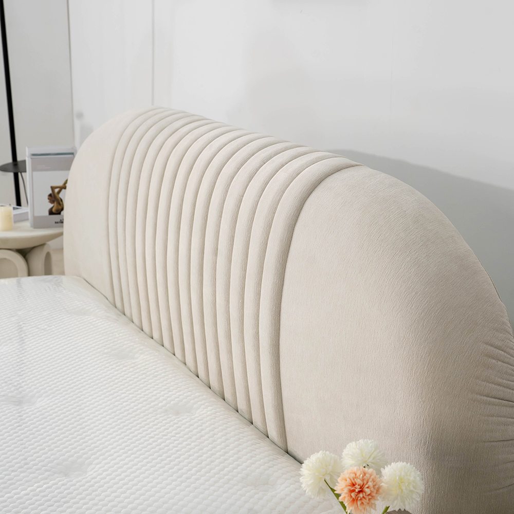Cama con plataforma tapizada de terciopelo moderno, marco de cama King Size