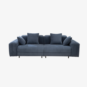 Sofá y sofá de dos plazas pequeños de terciopelo azul minimalista 