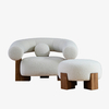 Sillón moderno tapizado en polar Teddy con otomana 