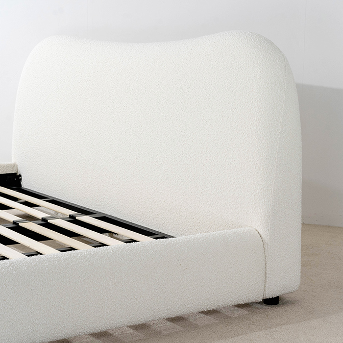 Marco de cama King Size con cabecera en forma de oreja blanca minimalista