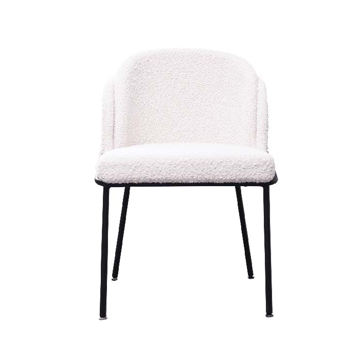 Silla de comedor Boucle, silla tapizada para banquete de Hotel, comedor de tela blanca, silla de comedor de tela de terciopelo color crema Teddy