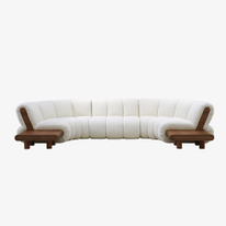 Sofá seccional modular curvo minimalista, sofá largo tapizado de seis plazas para sala de estar