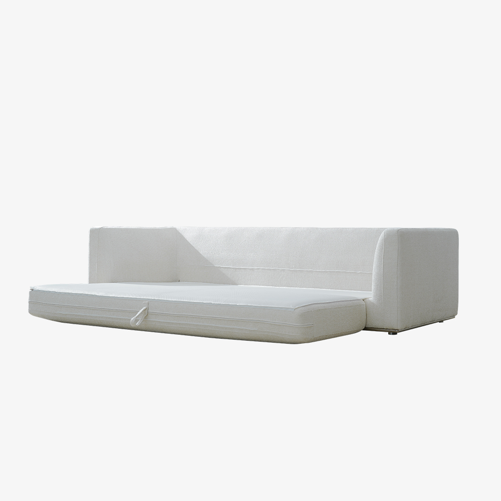 Sofá cama tapizado blanco moderno