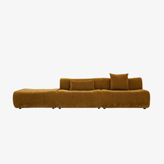 Sofá seccional modular de terciopelo moderno Sofá tapizado con respaldo bajo en forma de L