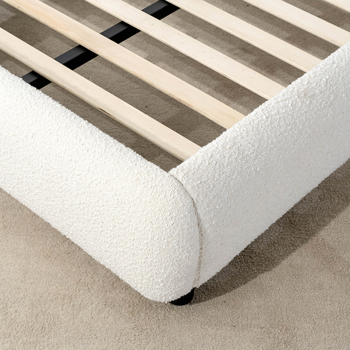 Marco de cama King Size con cabecera en forma de oreja blanca minimalista