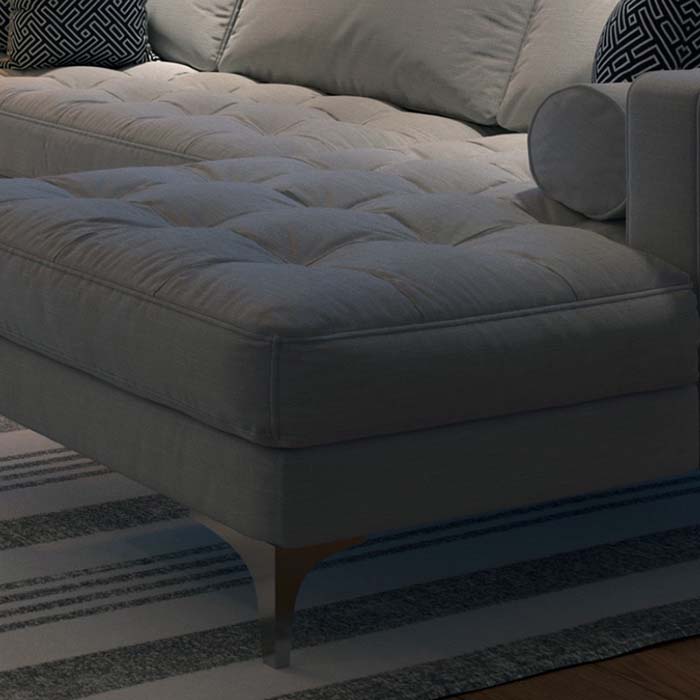 Sofá esquinero gris con chaise para salón