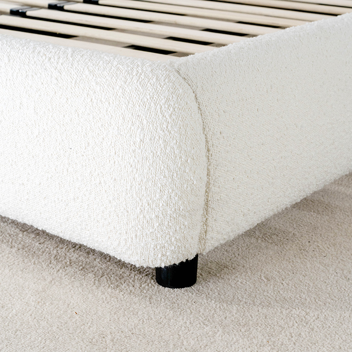 Marco de cama King Size con cabecera en forma de oreja blanca minimalista