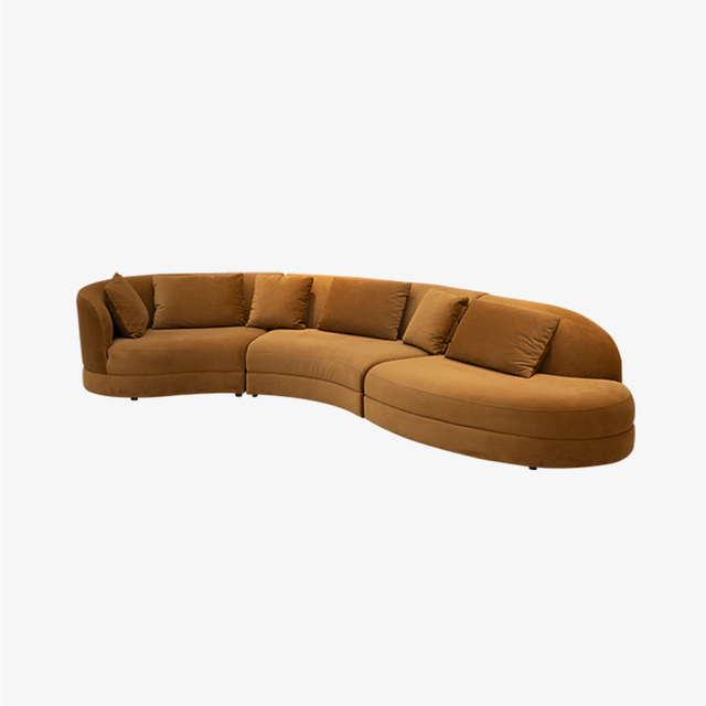 Sofá seccional curvo de tela de chenilla contemporáneo moderno sofá de tres plazas para sala de estar