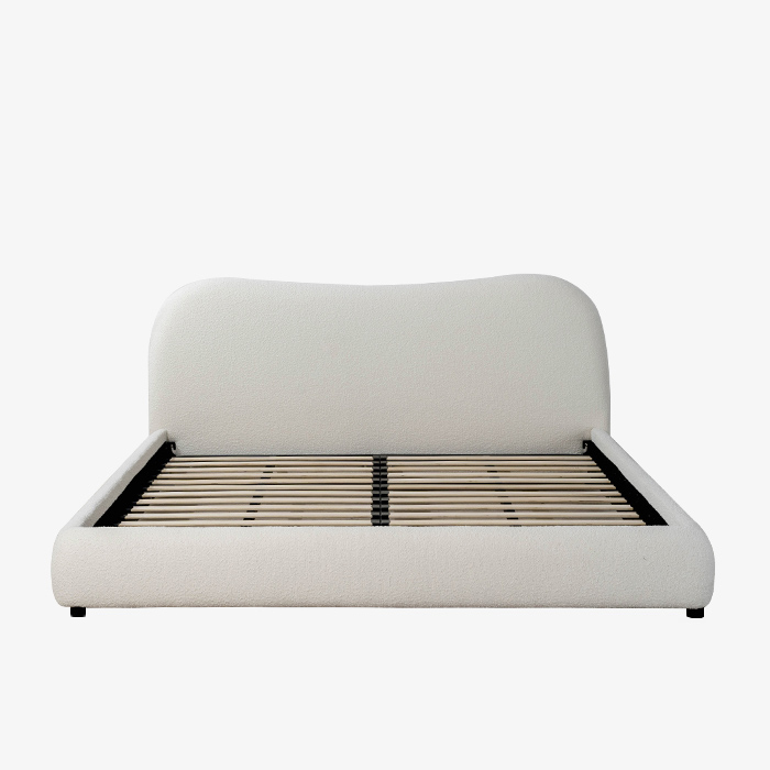Marco de cama King Size con cabecera en forma de oreja blanca minimalista