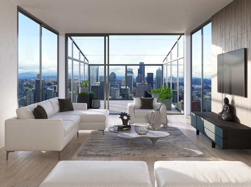 Cómo amueblar su sala de estar con un seccional curvo de 7 plazas