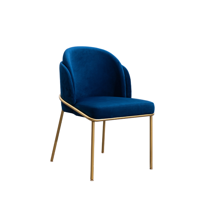 Silla de comedor de terciopelo azul italiano, muebles de comedor modernos, silla de comedor tapizada con marco nórdico de Metal y hierro para el hogar