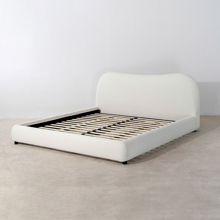 Marco de cama King Size con cabecera en forma de oreja blanca minimalista
