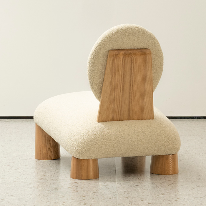 Sillón de madera moderno natural, sillón decorativo sin brazos con forro polar