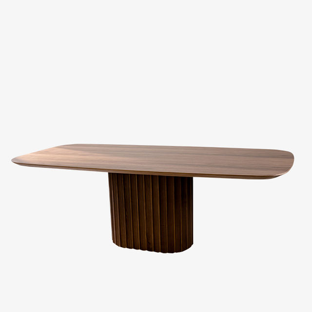 Mesa de comedor rectangular moderna de madera de nogal para comedor y cocina
