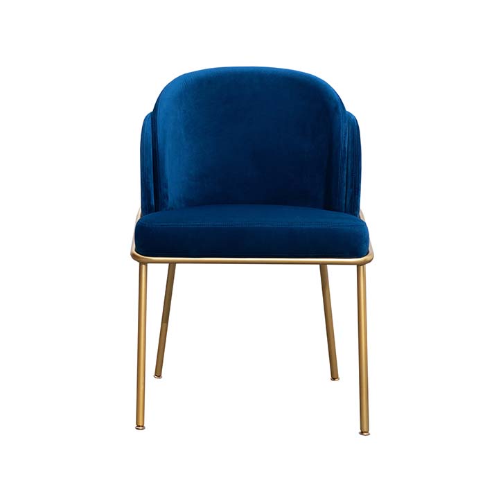 Silla de comedor de terciopelo azul italiano, muebles de comedor modernos, silla de comedor tapizada con marco nórdico de Metal y hierro para el hogar